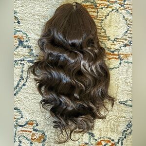 Rachel Rossette One-Piece Halo Hair Extension Medium Brown 24” NEW